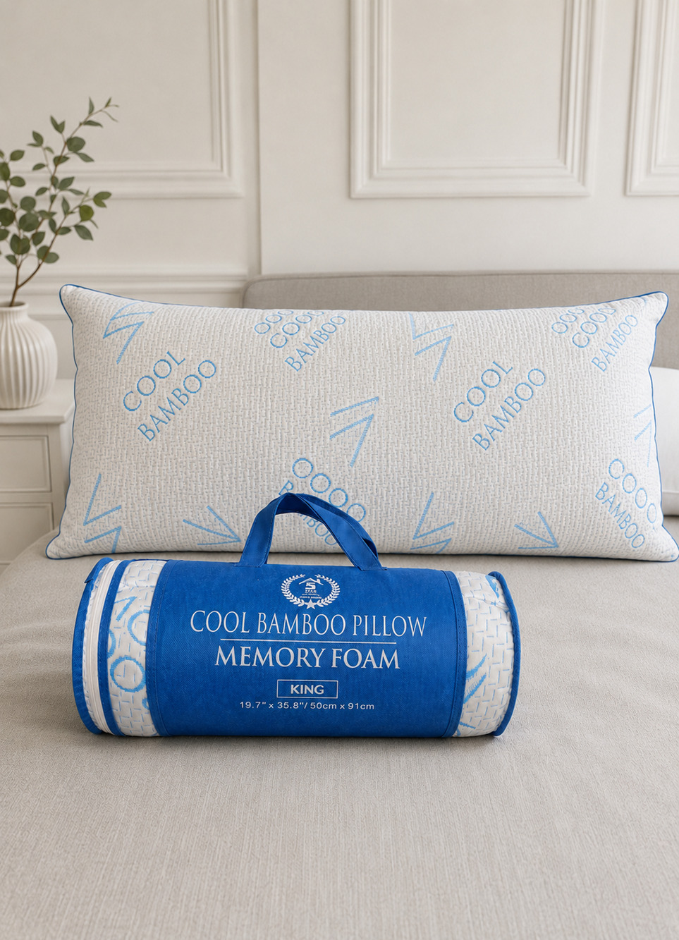 5 Star Cool Bamboo King Memory Foam Pillow Cooling Soft New in Bag